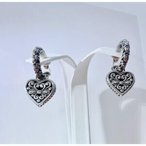 John Hardy Sterling Silver Heart Earrings: 14K Gold Accents Floral Dangles